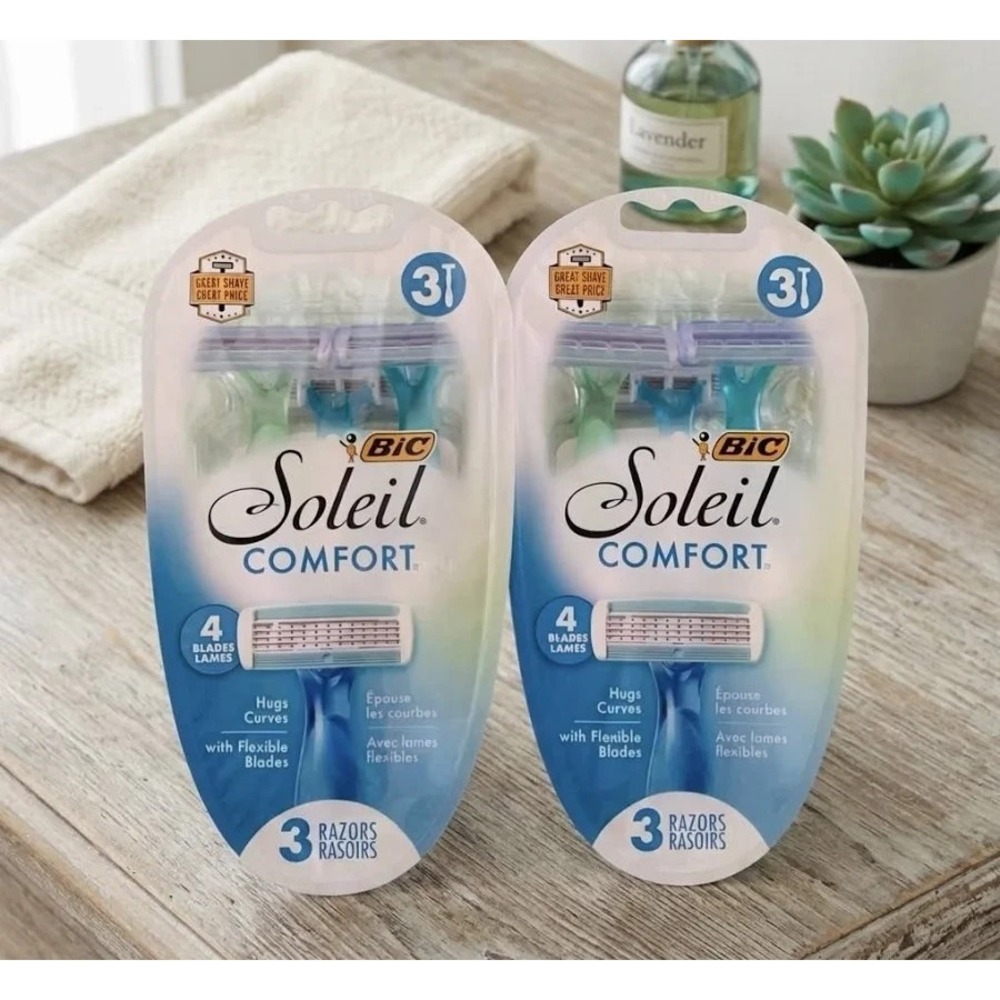 Lot of 2 (total 6ct razors) - Bic Soleil Comfort 4 Blade Disposable Women Razors